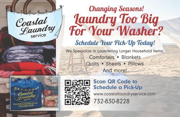 Changing Seasons! Laundry Too Big For Your Washer? postcard