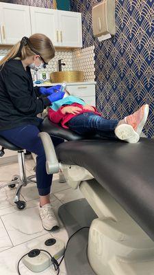 Ms. Marley working her magic on my 4 year old daughter's first ever cleaning