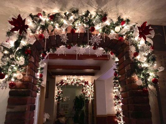 Interior holiday displays.