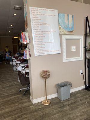 Pedicure menu.