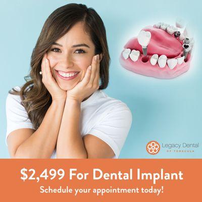 Don't miss out on this incredible opportunity to enhance your smile with a $2,499 dental implant!