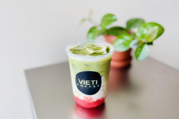 Strawberry matcha latte