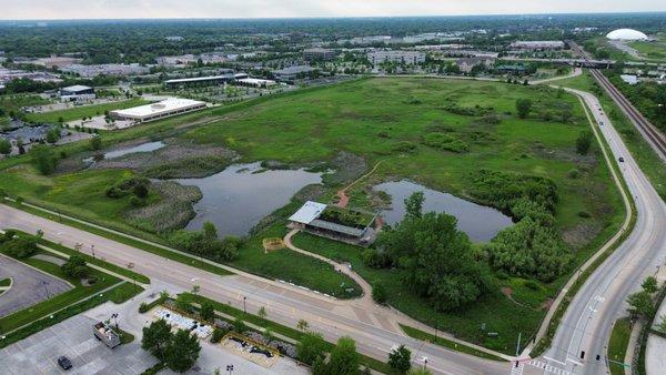 Aerial view, faxing northwest