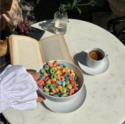 A bowl of cereal and coffee? Yes please.