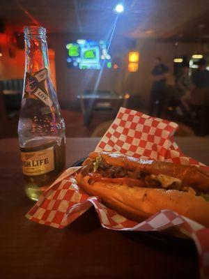 Chopped cheese Miller high life