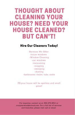 Cruz & Hailey’s cleaning