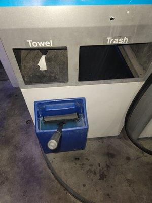 Window washing dispenser and paper towels