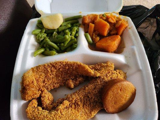 #1 Mrs. Francis meal - two meats, two sides and choice of bread