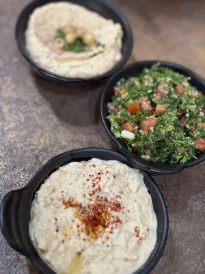 HUMMUS, TABBOULEH, BABA GHANOUSH