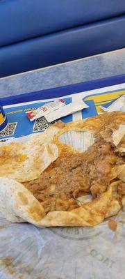 Hardly any beans in it it was all burrito disgusting