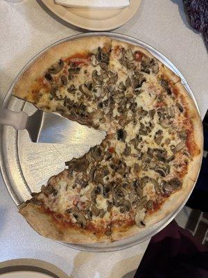 Small mushroom pizza