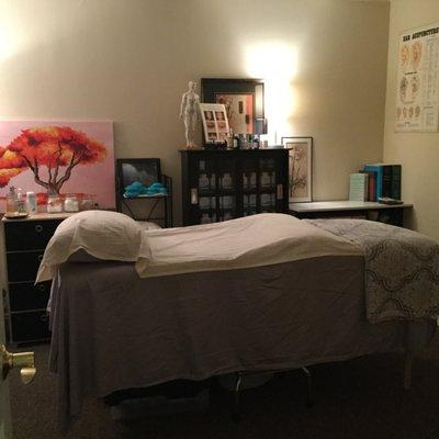 Comfortable treatment table with clean, fragrance-free sheets.