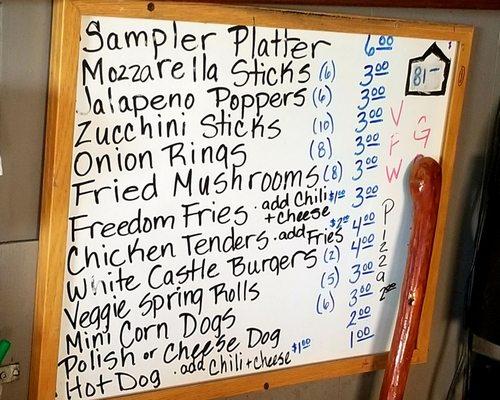 Food menu. They use an air fryer