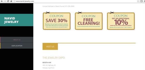 Check out our websites for deals and discounts:
Navid-Jewelry.com