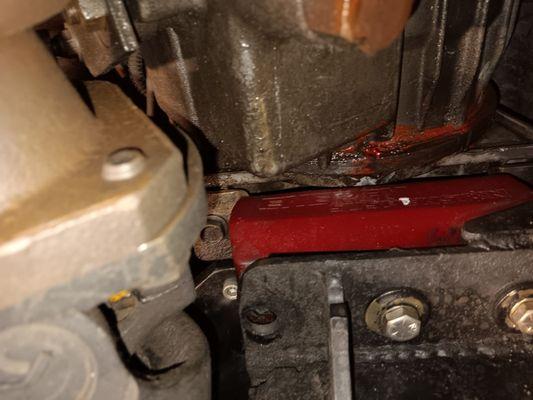 This a major leak that developed because of loss bolts.