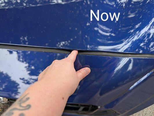 Gap large enough that I can fit my fingers into it.