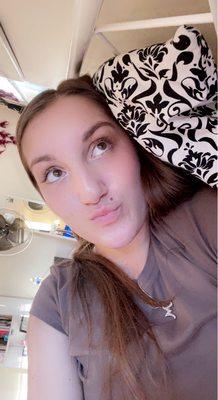 This picture is when the OWNER did my eyebrows and they were PERFECT! THAT ARCH, so clean!!!!