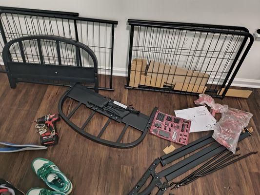 Everything out the box about to put a futon together
