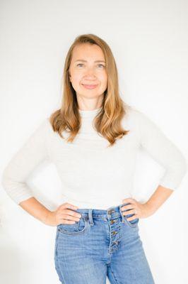 Irina Baechle, a certified couples therapist in her marriage counseling office in Wake Forest, NC.