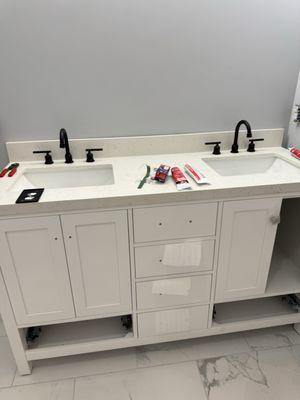 Installing a new jack and Jill vanity.