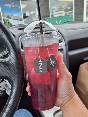 Raspberry Hibiscus Ice Tea with Splenda.