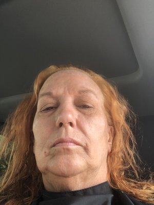 Where she striped all the pigmentation out of my naturally black hair that she didn't tell me she was doing.