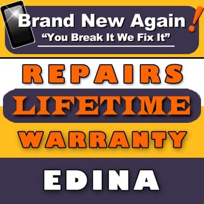 Cell phone repair warranty and guarantee at Brand New Again in Edina and Minneapolis Minnesota. Our repairs come with a lifetime guarantee!