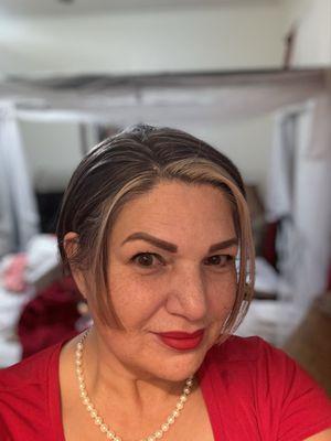 She's wonderful at blending the gray hair to highlights