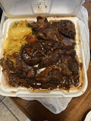 Large oxtails and cabbage