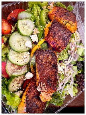 Salmon and salad