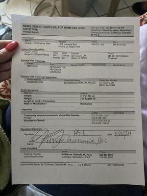 Real prescription of my nebulizer kit for home use hence a nebulizer machine real prescription