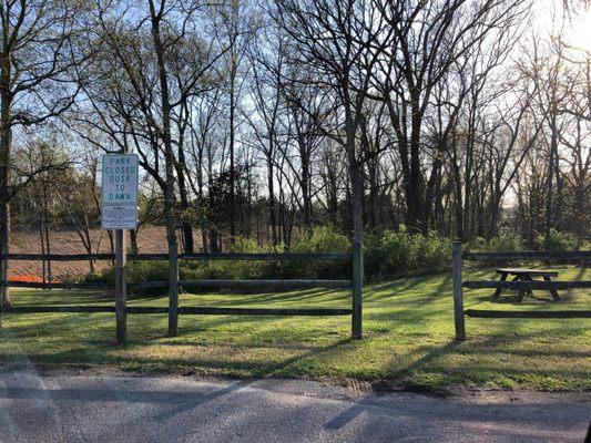 No playground equipment, just picnic benches