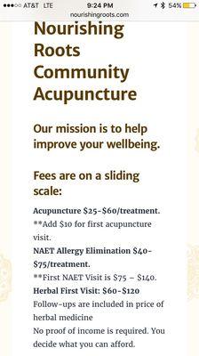 Their sliding scale fees