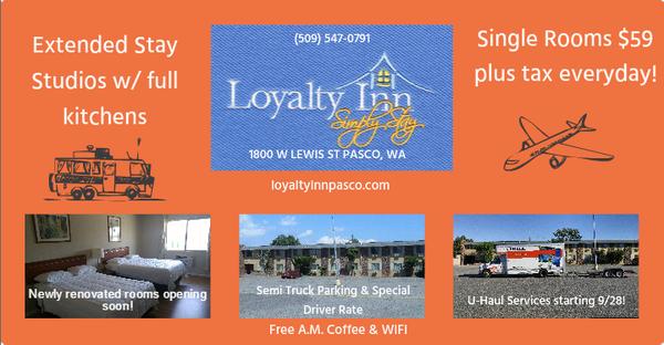 Sunday thru Thursday we have economy single rooms for only $49 plus tax! Semi-Truck and commercial accounts available!