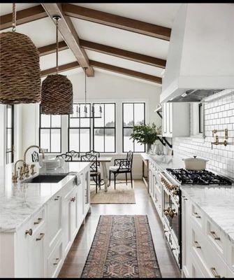 Vaulted ceiling with beams