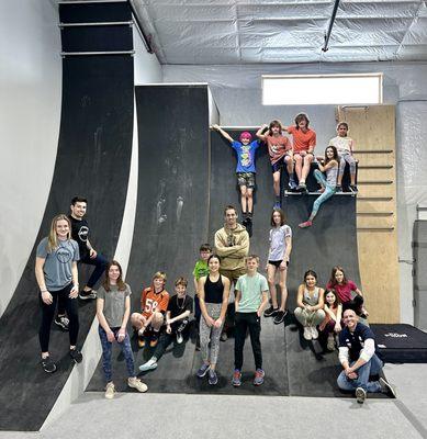 Group photo of our climbing team friends who came to open gym