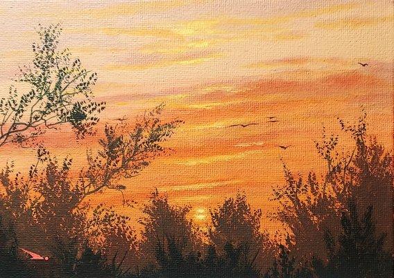 A acrylic on canvas panel by Robert Daniels.