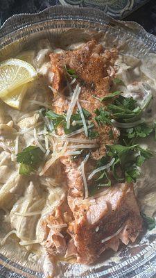 Salmon over Rasta Pasta