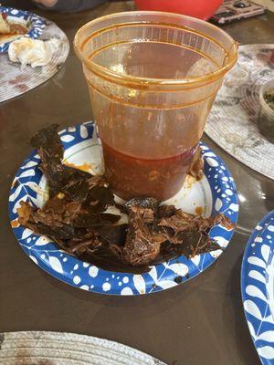 Barbacoa, Paid $30 for 2 pounds of Bay leafs and beef bone?? Horrible. Show your workers how to properly serve it.