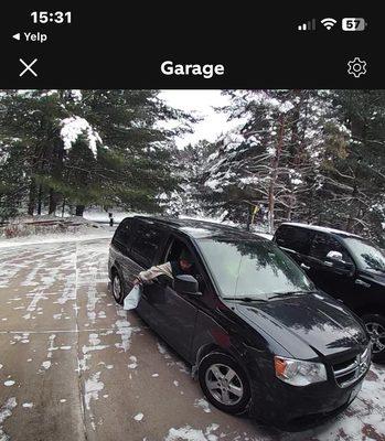 SpeedX van delivery, hispanic woman throwing our package out of her window- onto snowy frozen cement.