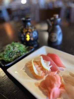 Seaweed Salad and nigiri