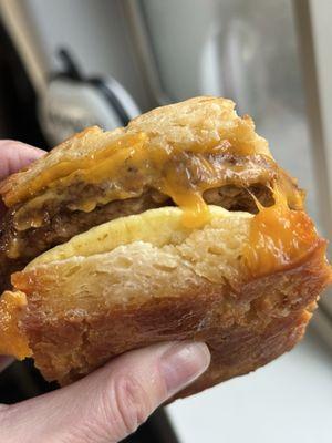 Sausage, egg, and cheese scratch biscuit. The sausage flavors are excellent and the biscuit is flaky and delicious.