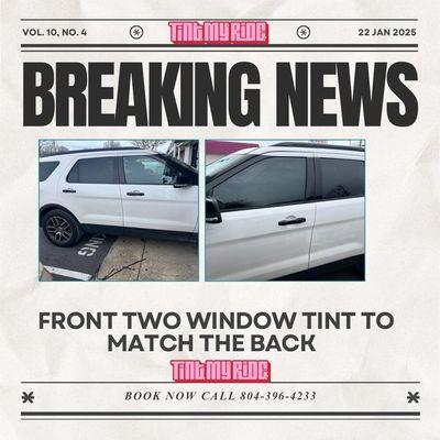 Front two windows to match the back! Stop riding fishbowl!