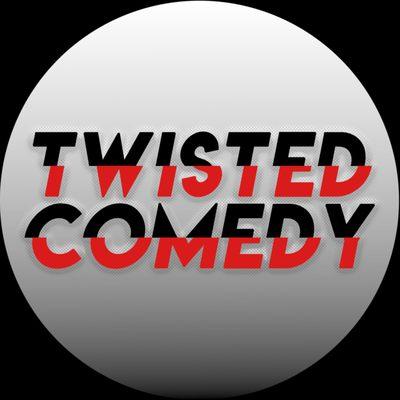 The Twisted Comedy logo with a tasteful black and white gradient background. How soothing.