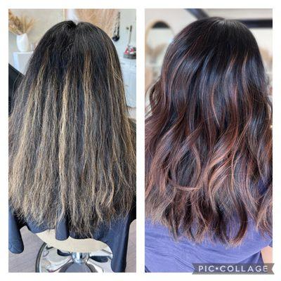 Long layer cut & chocolate highlights. Thank you Ualani for the beautiful dimension you've given my hair