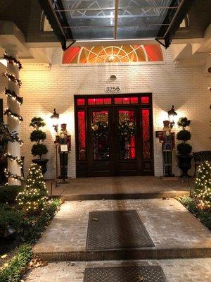 The front door/walkway during Christmas 2017
