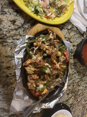 Chicken fajitas and chicken enchilada