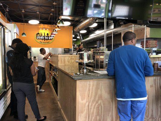 Standing area to pick up food