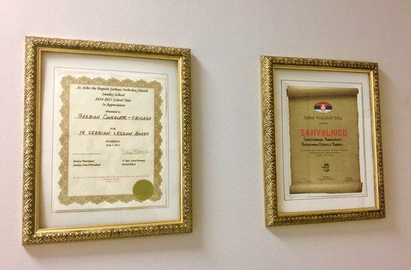 By the gold frames it looks to be some important docs but what do I know