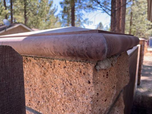 Deteriorating concrete cap